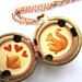 Squirrel Love Locket, Hand-painted Original in Cream, Orange and Ochre with Red Hearts