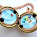Painted Locket - Fly Away Balloons in Blue Sky with White Clouds, One of a Kind Miniature