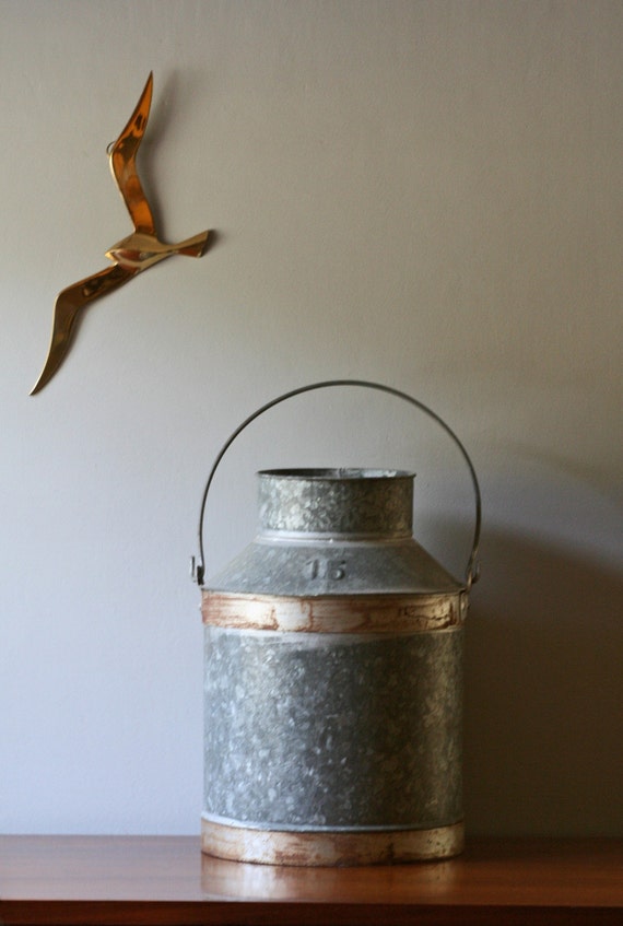 large vintage galvanized milk can