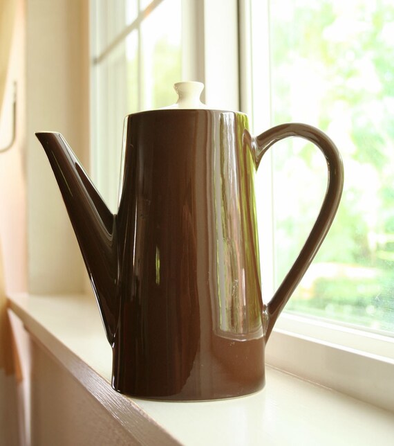 vintage ceramic chocolate brown coffee pot
