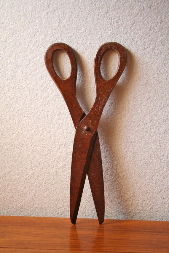 large decorative wooden scissors