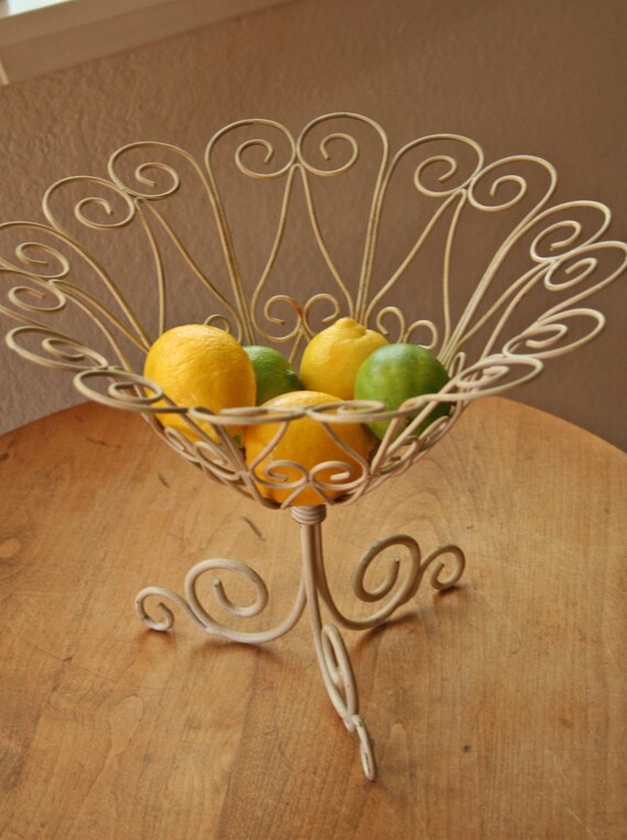chippy wire metal footed fruit bowl shabby chic chippy wire metal footed fruit bowl shabby chic