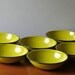 set of 6 avocado green enamel cereal bowls