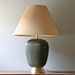 midcentury modern dark green pottery table lamp