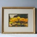 vintage original painting with yellow colors autumn golds trees
