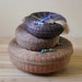 antique woven covered boxes / set of three / sewing supply box