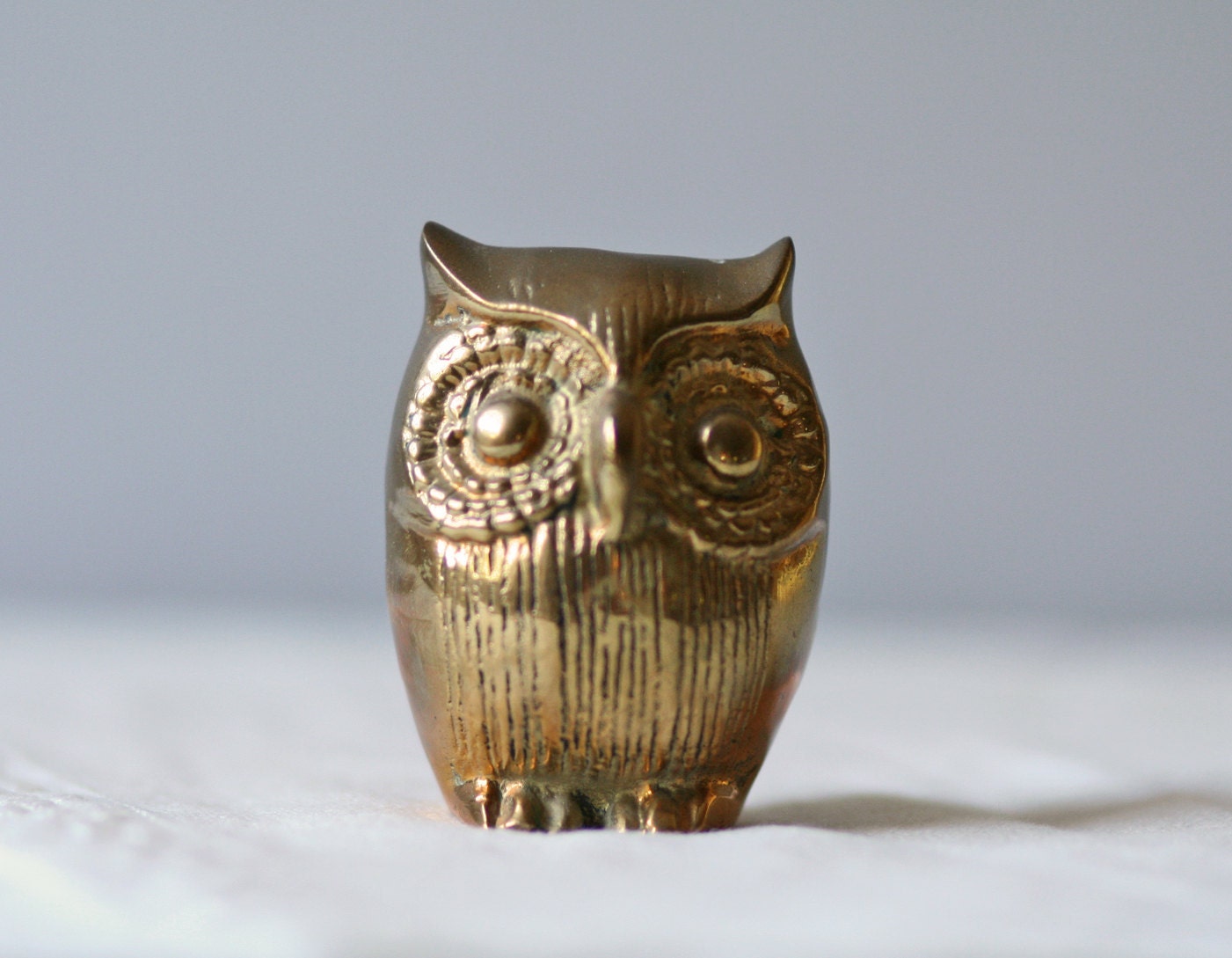 vintage solid brass owl figure