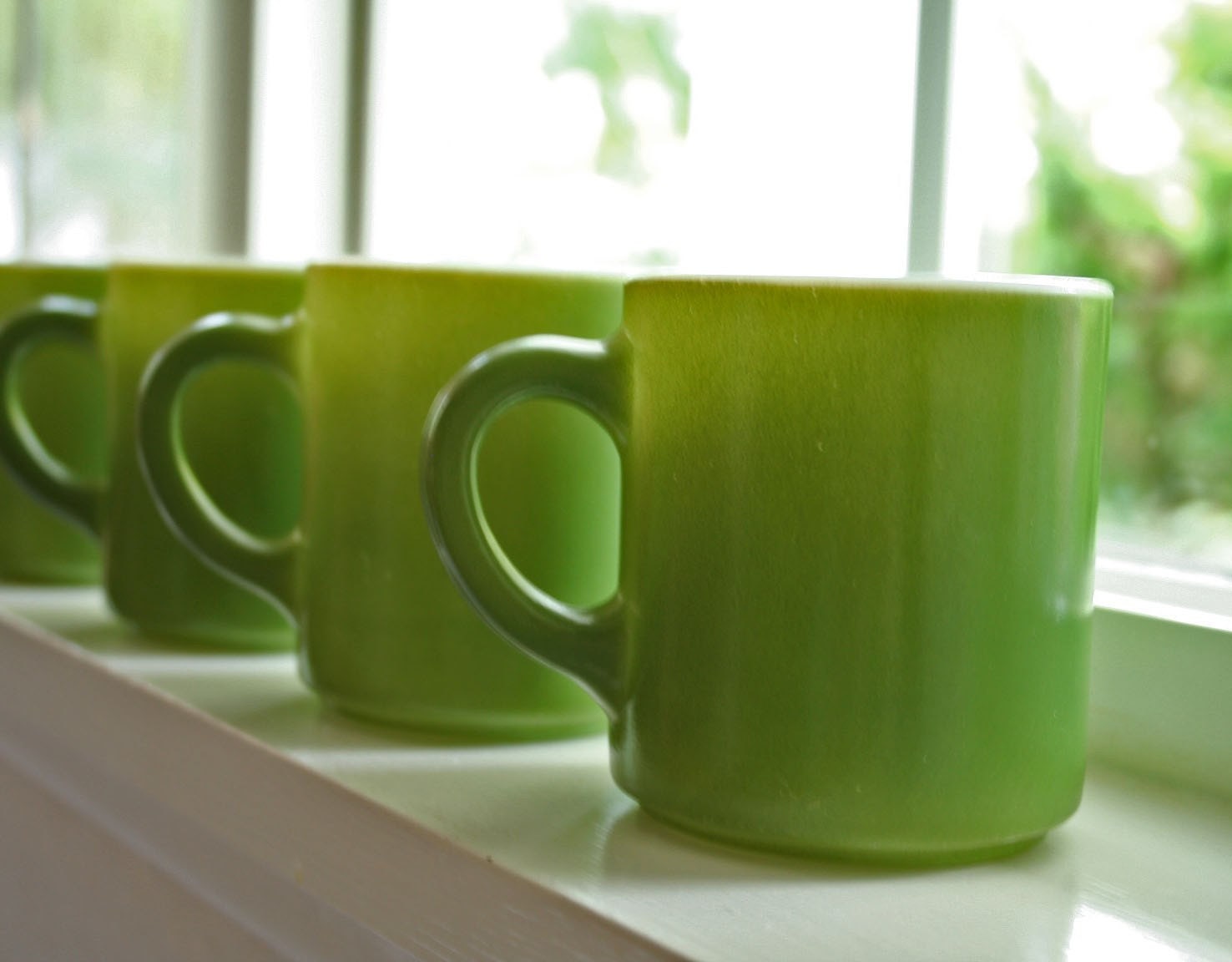 set of 4 vintage green coffee cups by ModishVintage on Etsy