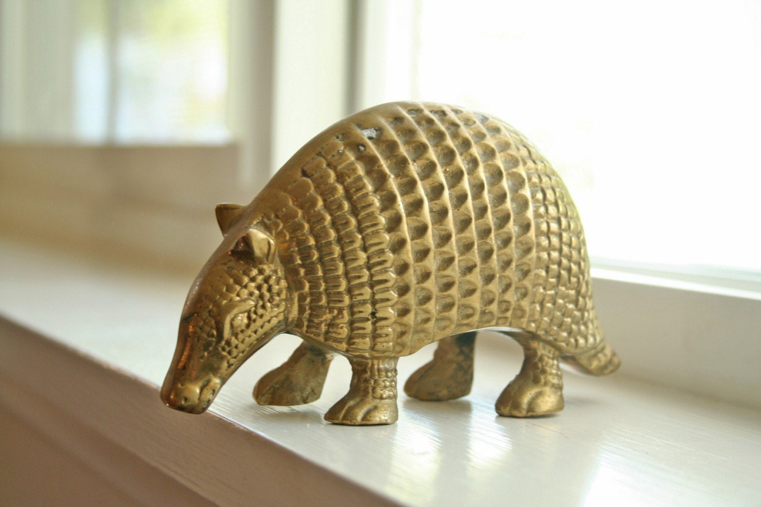 solid brass armadillo figure