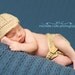 Photo Prop Baby Boy Newsboy Hat & Diaper Cover - Photography Props - Newborn 3 - 6 mths Hand Crochet