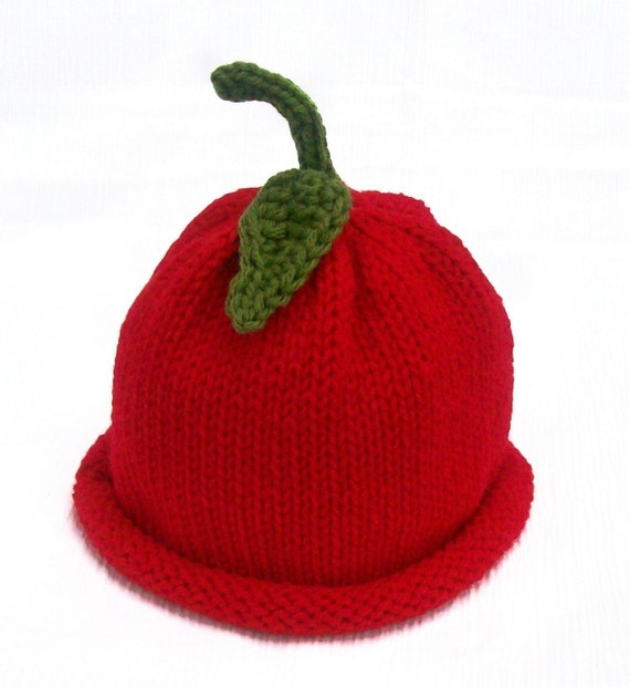 Items similar to Knit Red Apple Fruit Hat for Toddlers and Children on Etsy