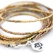 50% OFF..OM Gold Goddess Czech Wrap Bracelet or Necklace. Wraps 8-10 Times. Hill Tribe Fine Silver