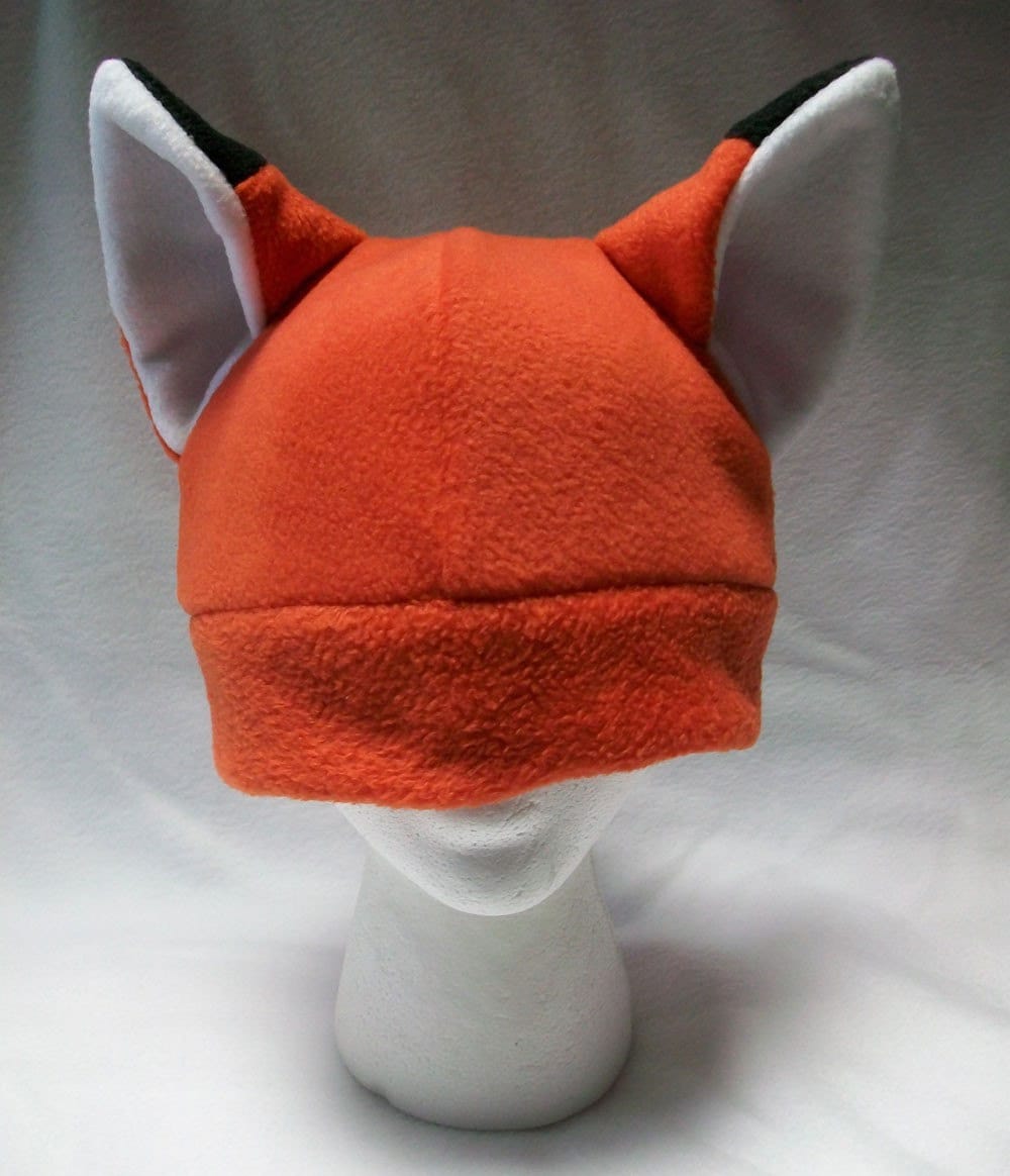 Fox Beanie / Hat orange and black by delgrotto on Etsy