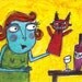 I Love Bad Boys - funny, narrative, outsider original painting by Murphy Adams