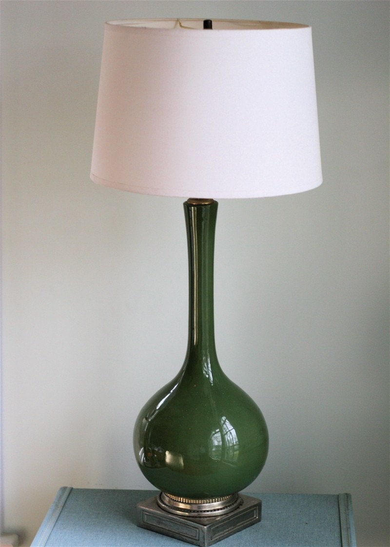 Vintage 70s Green Ceramic Lamp