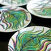 Peacock Feather Round Appetizer Plates--5 Piece Collection--LAST SET