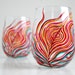 Neon Peacock Feather Stemless Glasses--Set of 2