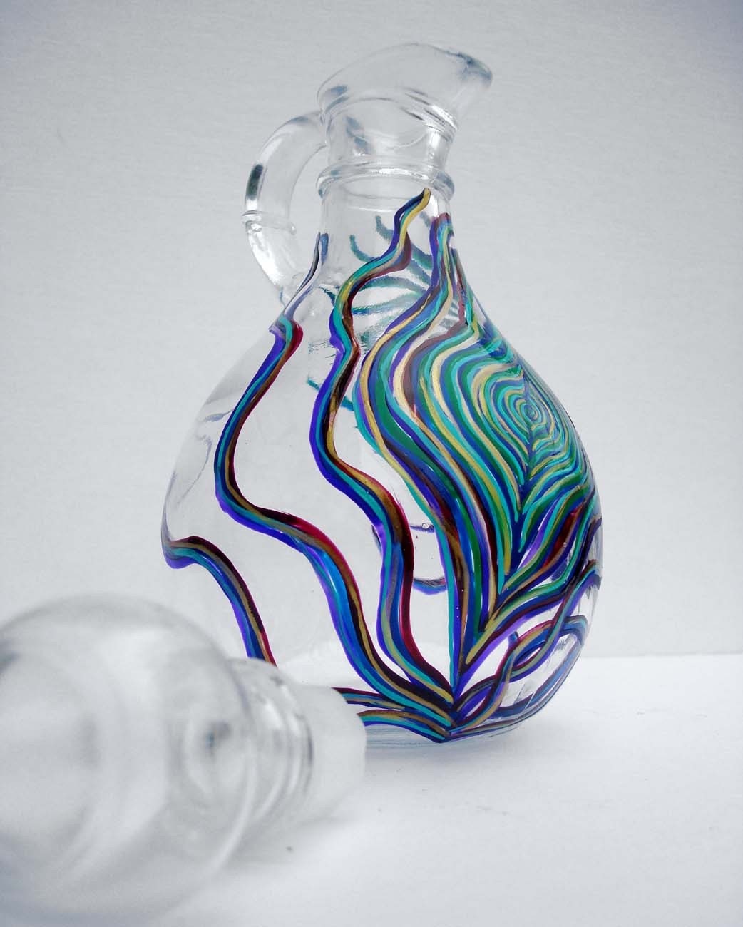 Peacock Glass Salad Dressing Bottle