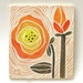 ceramic art tile orange flowers
