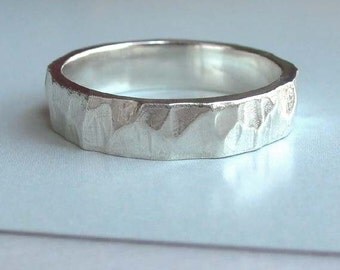 Silver Facet Ring - Size 10 - 12.5 - Mens Ring - Reflective Ring - Beveled Rings - Thick Silver Ring - Organic Jewelry - Made In Brooklyn