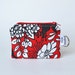 Small Zippered Pouch, Credit Card Holder, Business Card Holder, Red White and Black Flowers
