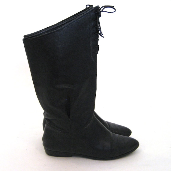 vintage 9 WEST Black Leather Riding Boots ..... Size: 7