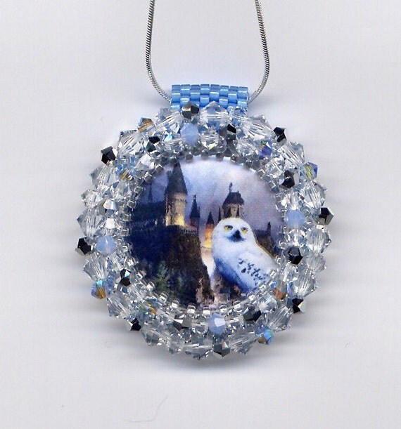 Harry Potter Hedwig Swarovski Crystal necklace by LilMissSparkley