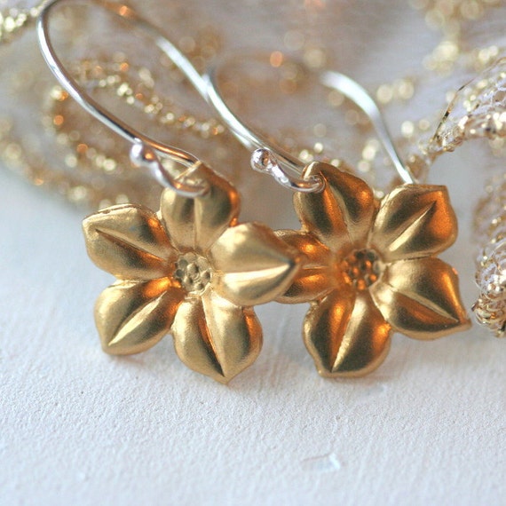 brass flower earrings