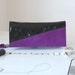 SALE WAS 70 Patent black leather and purple suede clutch, handmade.