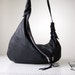 Rosaire, black leather hobo shoulder bag, handmade.