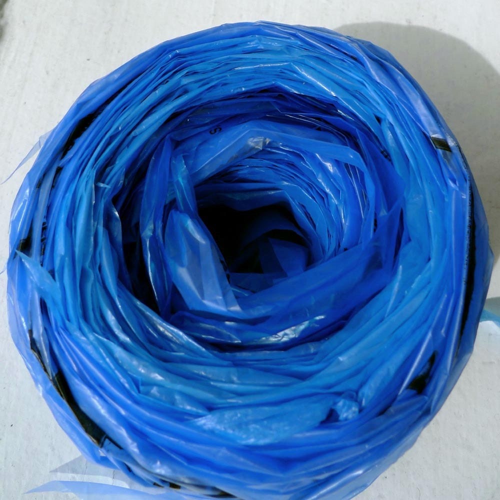 Upcycled Plastic Bag Yarn Shades of Blue