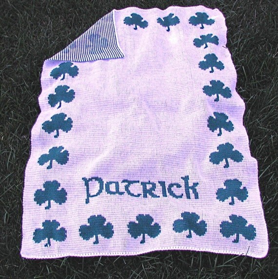 Personalized Irish Shamrock Knit Blanket