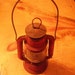 Vintage 70s small red lantern with rust