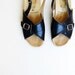 worshofer CORK wedge / black leather peep toe heel