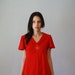 vintage FLUTTER sleeve dress / 1960s red empire waist dress