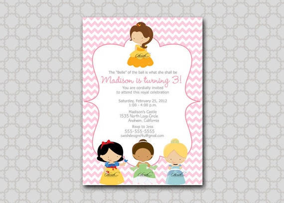 Princess Birthday Invitation | Cute Princess Invite | Digital Download | Printable Invite | 5x7 digital file Il_570xn