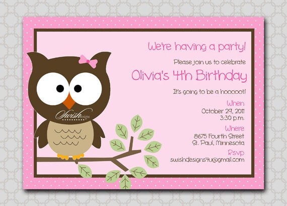 Owl Birthday Invitation - Look Whooo's Having a Party - printable party Il_570xn