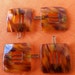 Vintage 60s French Barrettes-Caramel Tortoiseshell Cubes-Set of 4