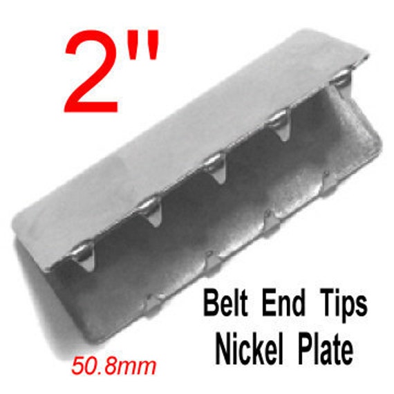 50 PIECES 2 HEAVY Metal Belt End Tip NICKEL Plate