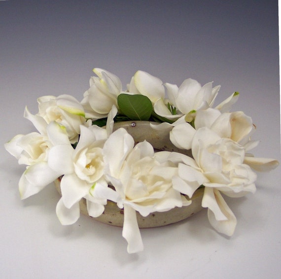 Pansy Daisy Flower Ring Vase b Stoneware Pottery