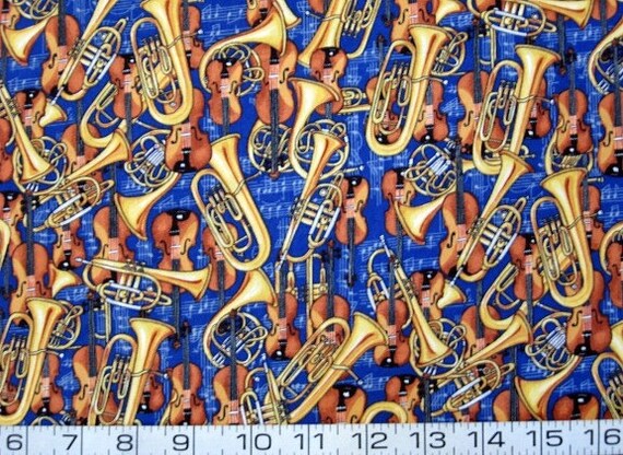 1 yard Music fabric for Beth Violins Tubas Trumpets and