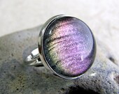 Items similar to Aurora Borealis Ring - Shimmer Glitter Ring in Silver