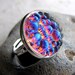 Vintage Glass Ring Bubbling Blue Rainbow