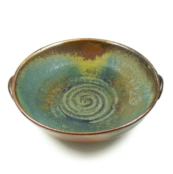 Large Ceramic Serving Bowl with Handles / Wheel Thrown