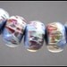 Boro Glass Lampwork Beads Soft Iris Blue and Wild Purple Stripe