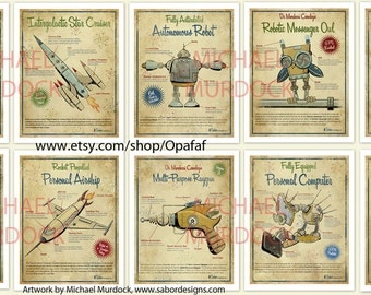 10-pack Large Retro Art Prints - 13x19 - vintage style