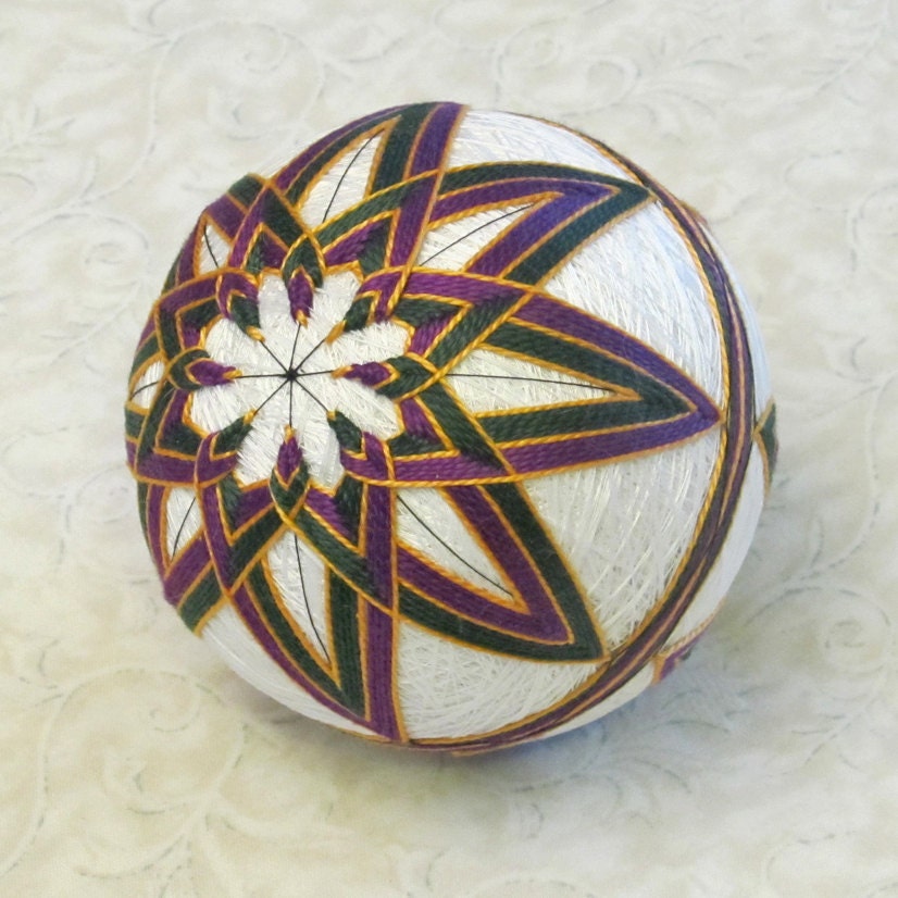 Mardi Gras Temari Ball Ornament Japanese Embroidered