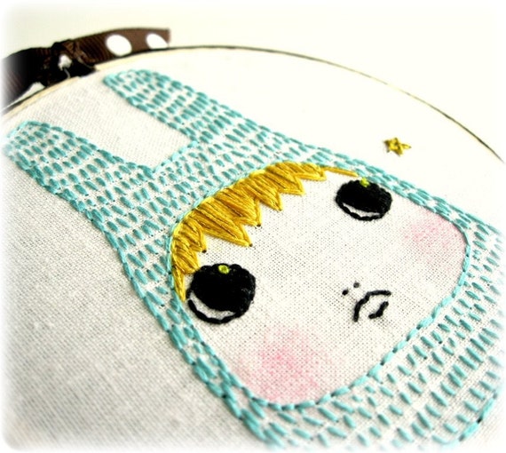 Star Light Floss Embroidered Hoop Art