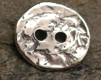 Artisan Two-Hole Button in Sterling Silver, B-153s