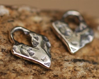 Two Sterling Silver Small HEART Charm, H-155/2